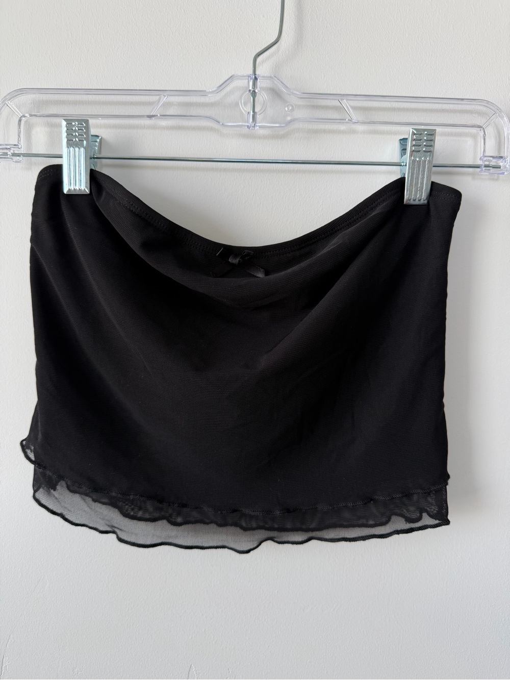 LA Hearts Black Strapless Mesh Hem Tube Top XS